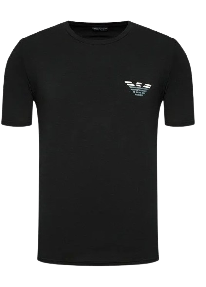 Emporio Armani T-Shirt Uomo Stretch Cotton 110853 Logo Striped Nero
