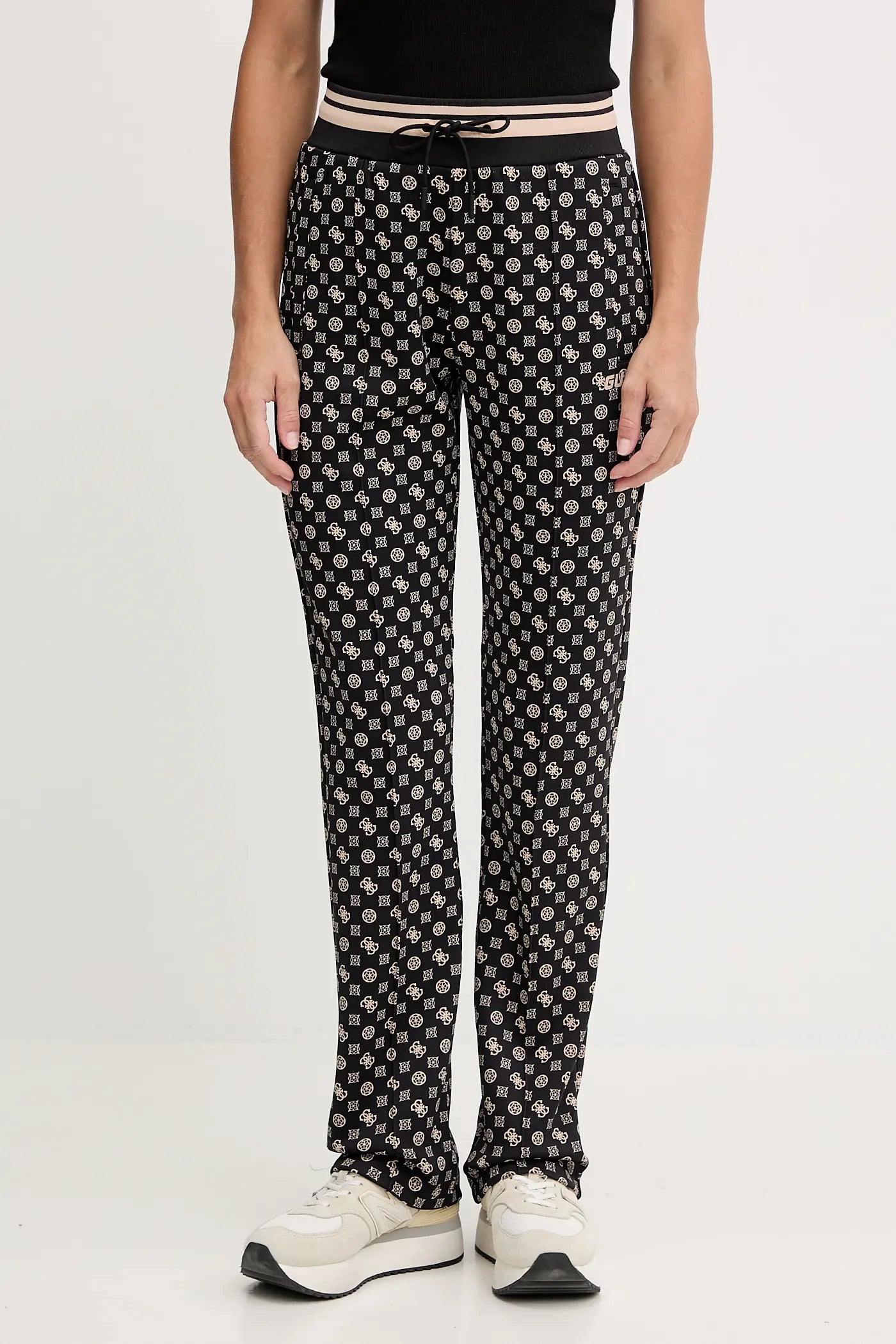 Guess Jogging Logo NEW AGGIE LONG - Pantaloni Neri con Pattern