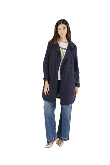 Cafè Noir trench Donna tessuto tecnico Blu Navy