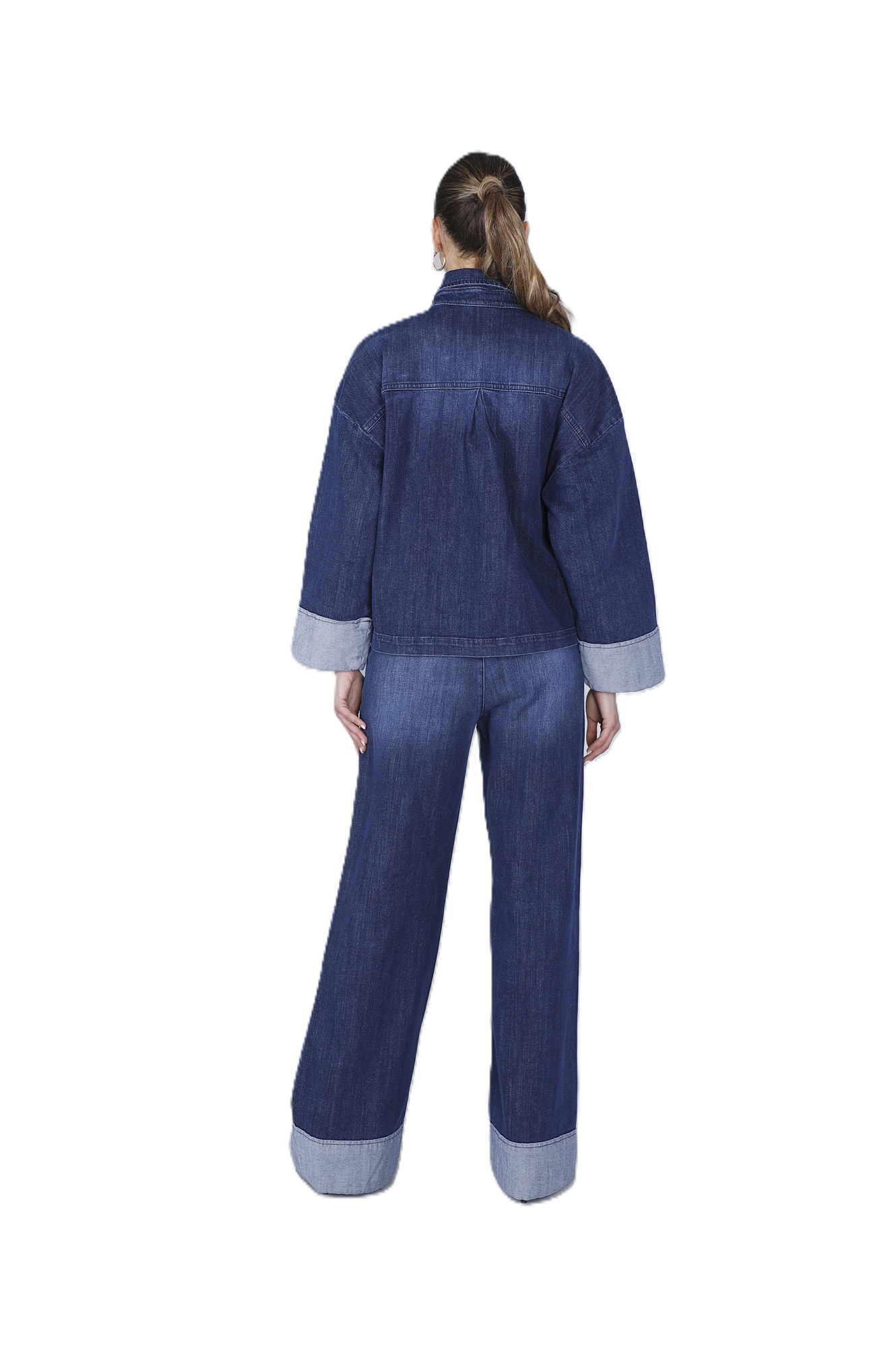 CafèNoir Giacca Donna in denim con strass C7JJ0183B008 blu medio scuro