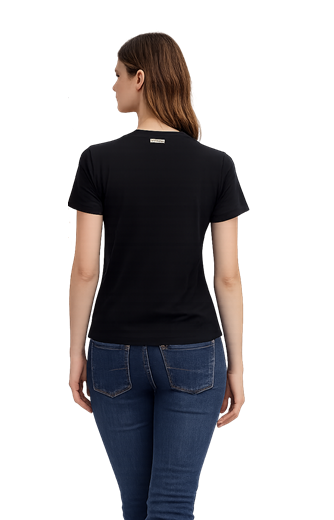 Nosecrets T-Shirt Nera 241NS244 Donna Top Diamantini