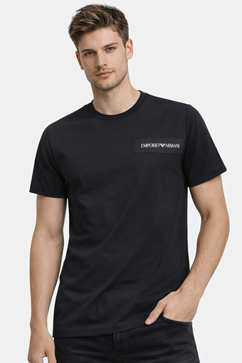 Emporio Armani T-Shirt Uomo Crew Neck Logo Tape, Nero