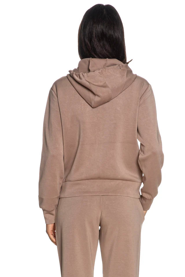 GUESS Felpa Donna Eco Olympe Full Zip Hoodie Taupe V4YQ06