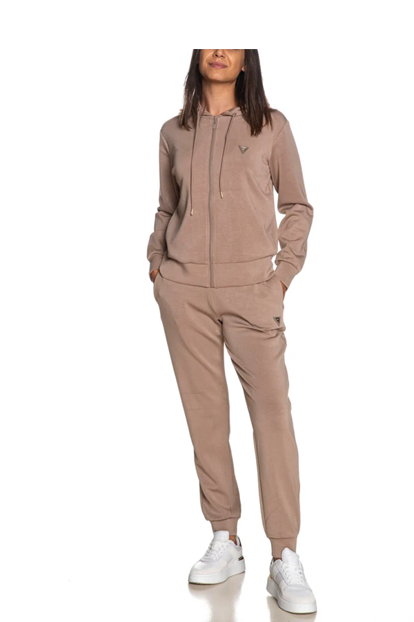 GUESS Felpa Donna Eco Olympe Full Zip Hoodie Taupe V4YQ06