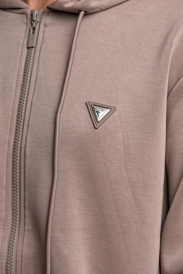 GUESS Felpa Donna Eco Olympe Full Zip Hoodie Taupe V4YQ06