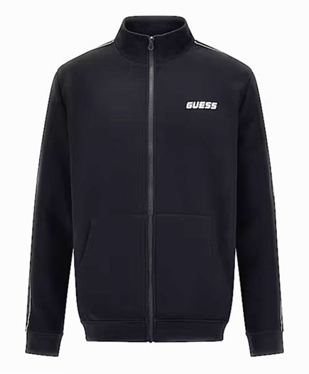 Guess Felpa Uomo Zip Z2YQ10KB3P2 Banda Logo Nero