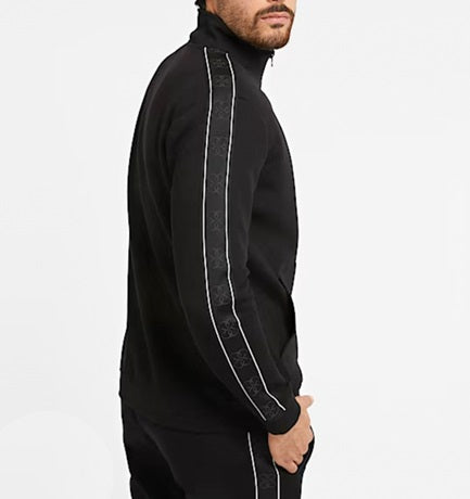Guess Felpa Uomo Zip Z2YQ10KB3P2 Banda Logo Nero