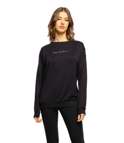 Emporio Armani Felpa Leggera Donna con Logo Signature Borchie Col. Nero