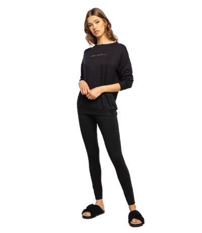 Emporio Armani Felpa Leggera Donna con Logo Signature Borchie Col. Nero