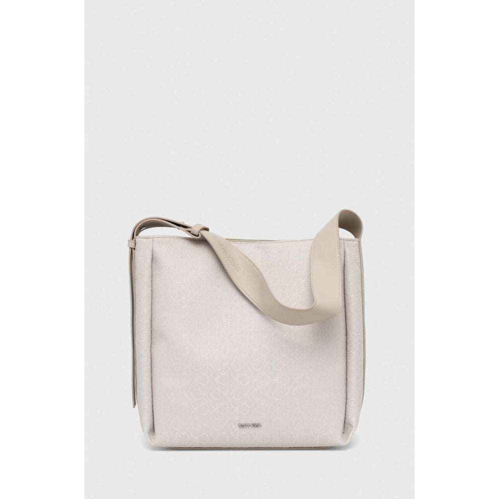 Calvin Klein Borsa a secchiello Jacquard con logo Stoney Beige Jacquard Mono