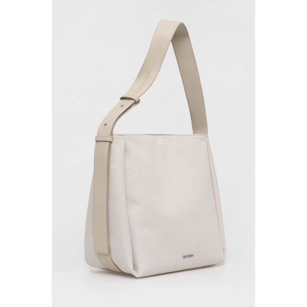Calvin Klein Borsa a secchiello Jacquard con logo Stoney Beige Jacquard Mono