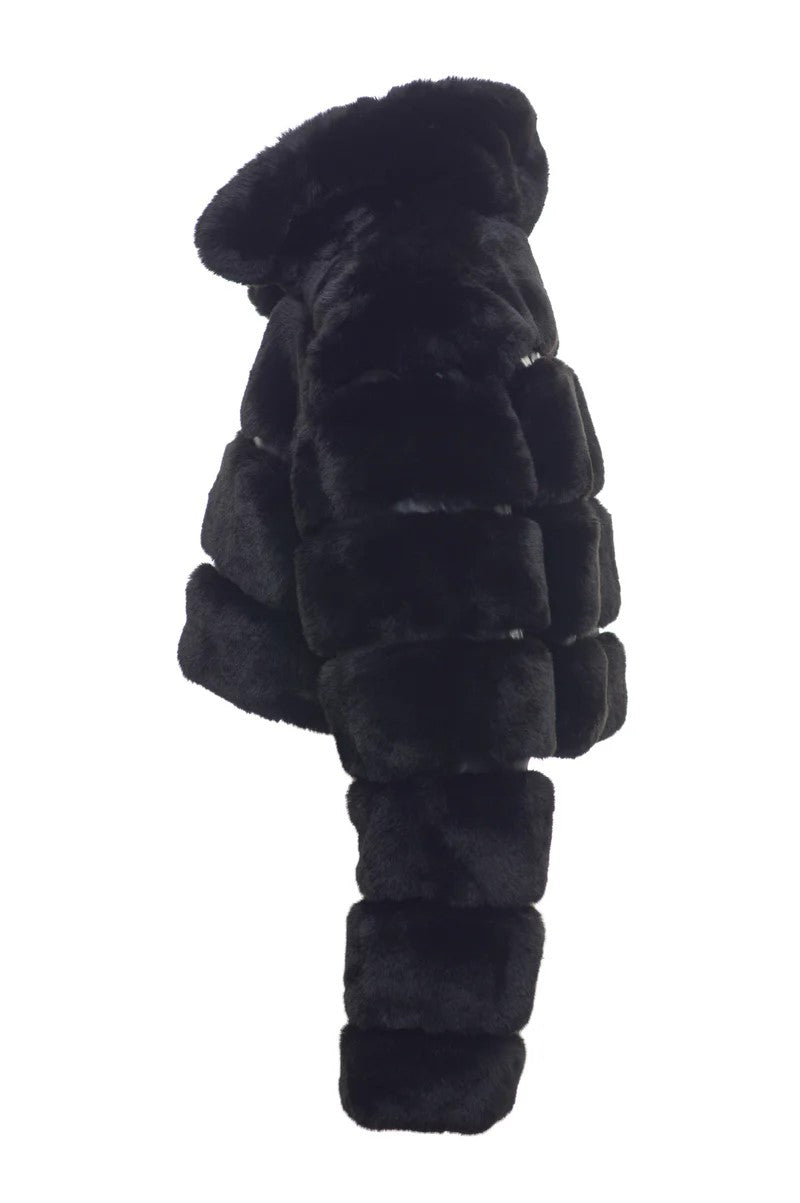 NOSECRETS Giacca Donna Cropped Eco pelliccia bomber Nero