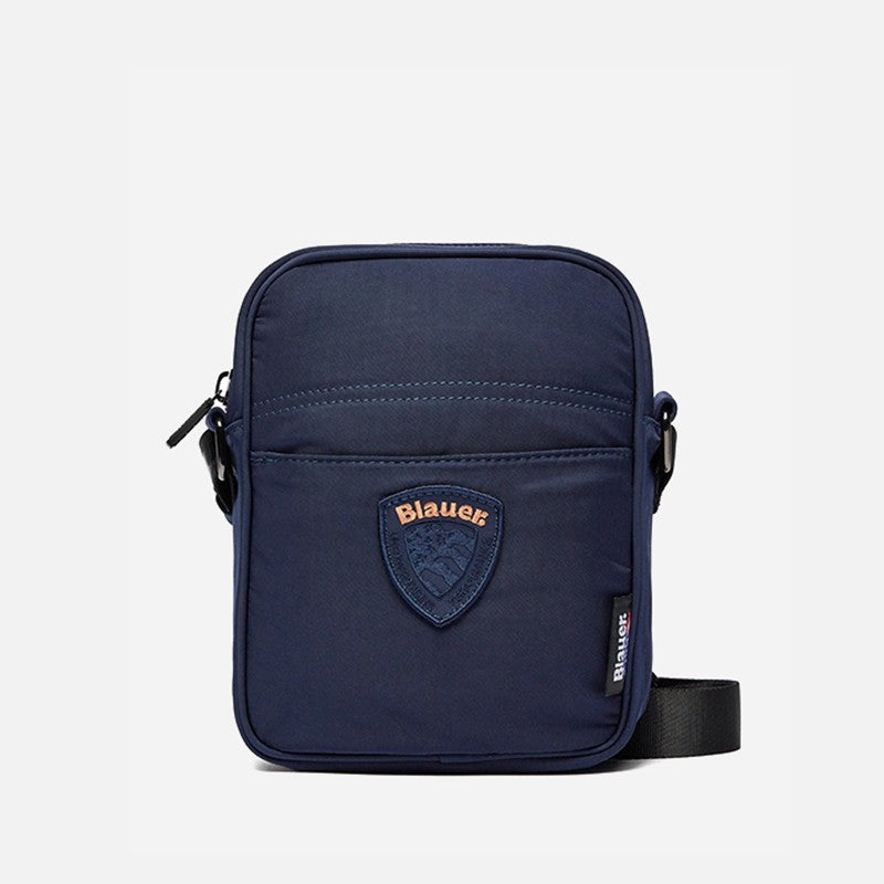 Blauer Borsa a Tracolla Piatta in TESSUTO Navy BLU con Logo, Uomo
