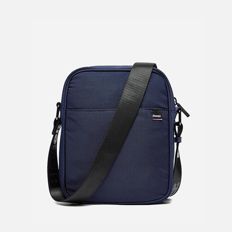 Blauer Borsa a Tracolla Piatta in TESSUTO Navy BLU con Logo, Uomo