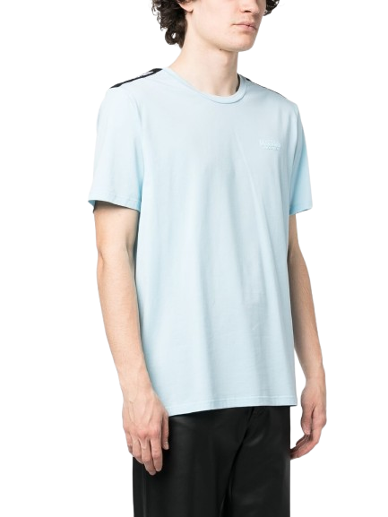 Moschino T-Shirt Uomo con Nastro Logato sulle Spalle Modello A0786 Azzurro Cielo