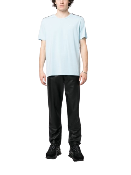 Moschino T-Shirt Uomo con Nastro Logato sulle Spalle Modello A0786 Azzurro Cielo