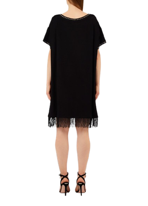 Liu Jo – Abito Nero Jersey con Frange e Diamanti 6031