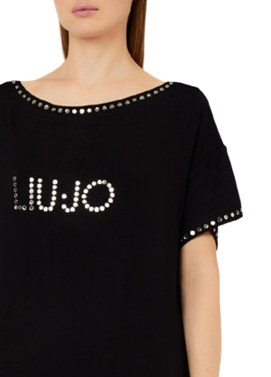 Liu Jo – Abito Nero Jersey con Frange e Diamanti 6031