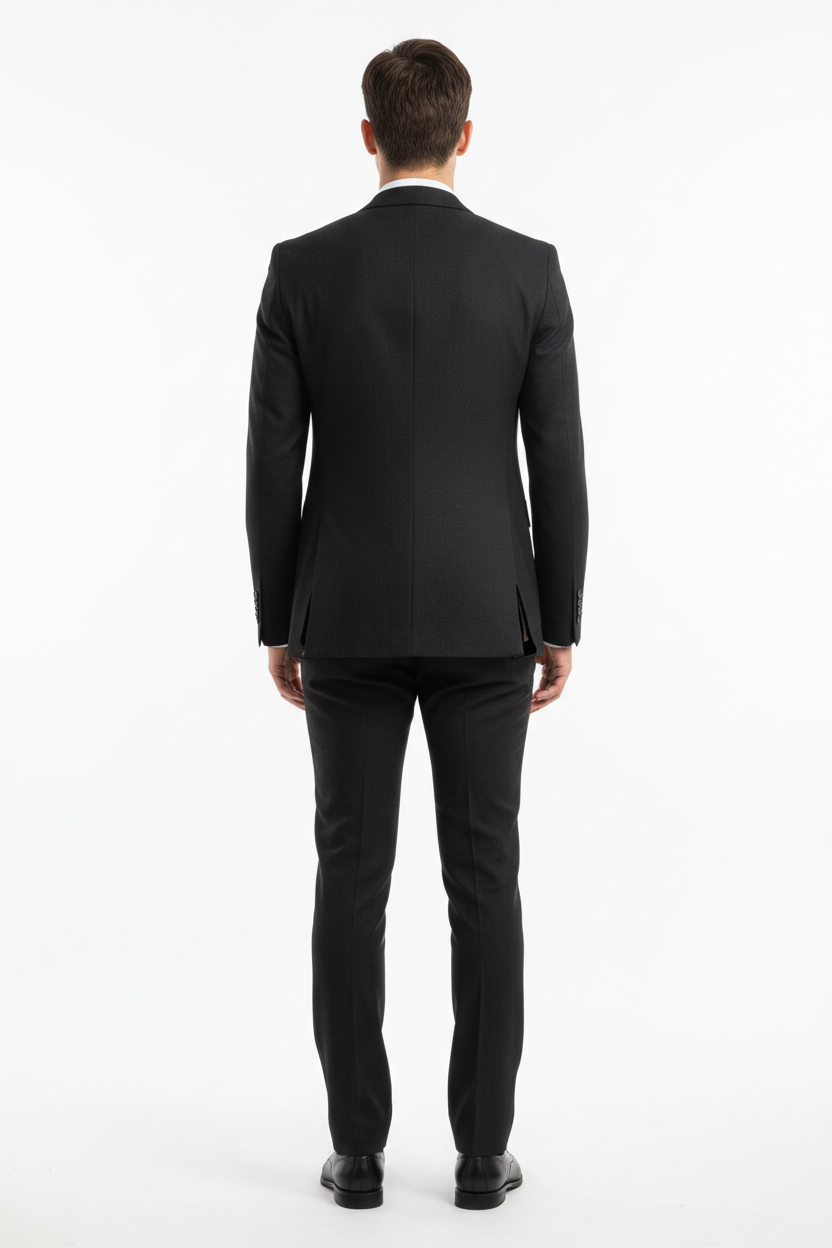 Alessandro Gilles Abito Slim Fresco Lana A222 Nero - Retro su Modello