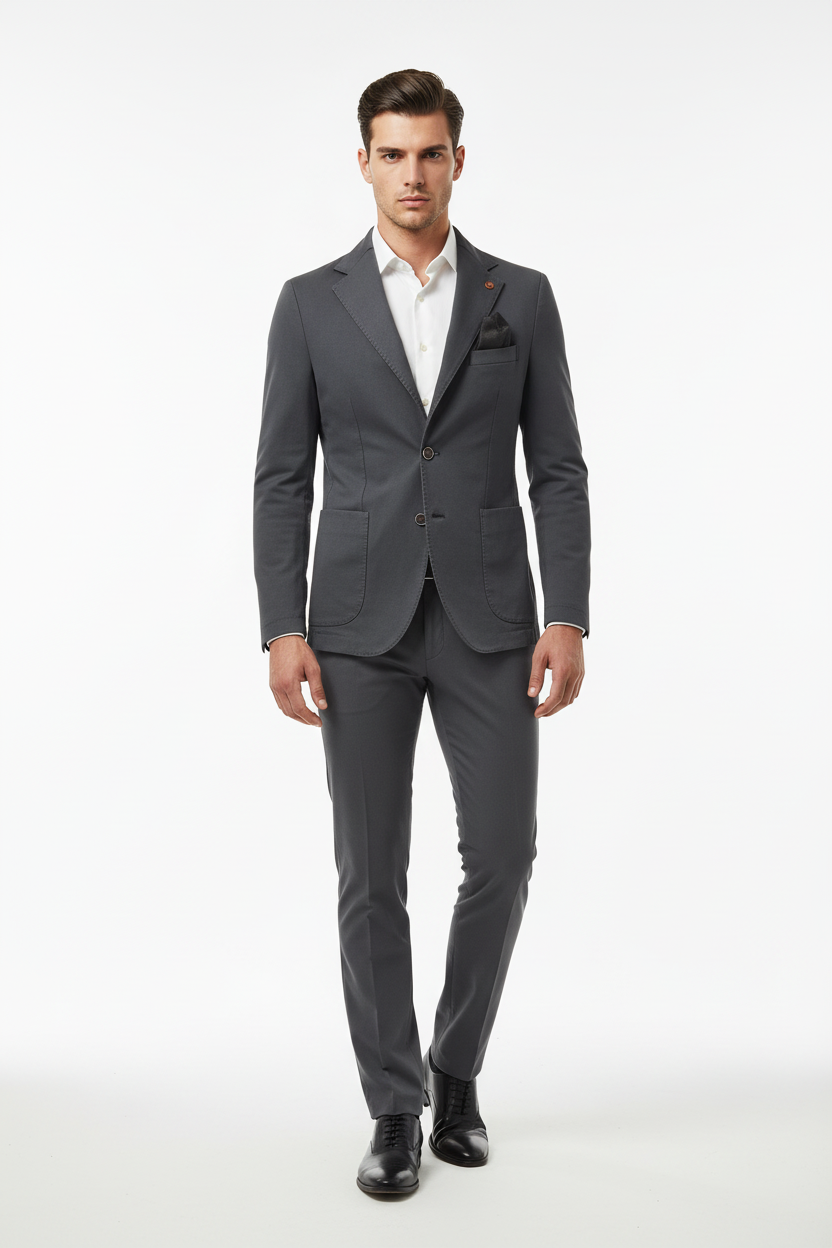 Alessandro Gilles Giacca Uomo Canvas Stretch Grigio Piombo