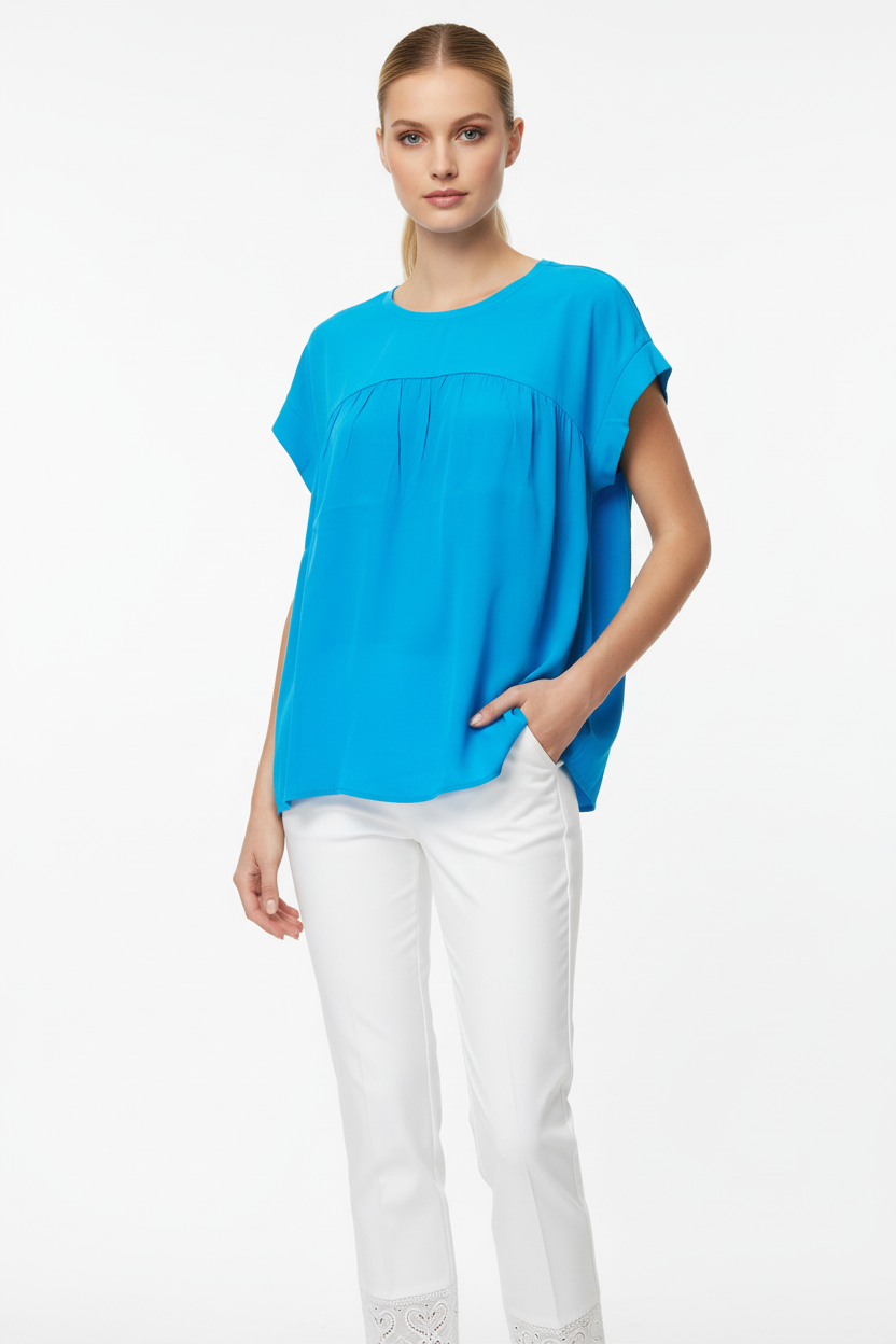 Armani Exchange T-shirt Over Bimateriale Turchese - Modella