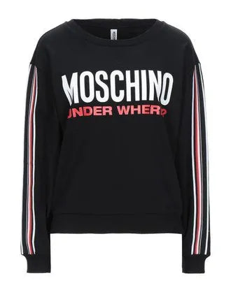 Moschino Felpa Donna A1712 "Under Where?" Nero con Fasce Multicolor