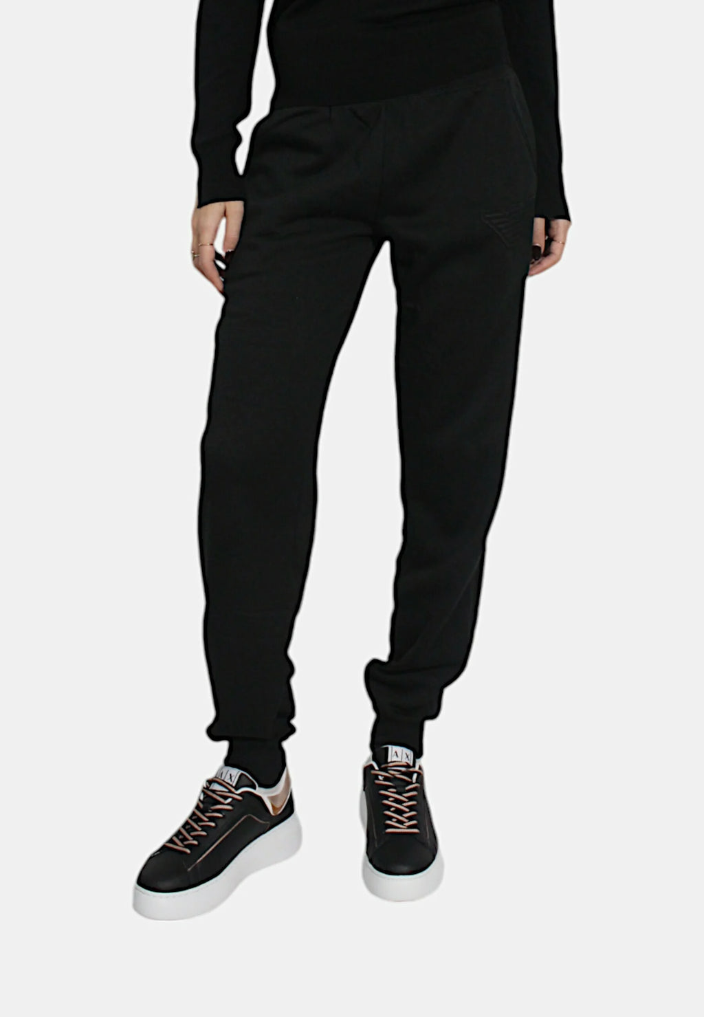 Emporio Armani Pantaloni Donna Joggers Logo Eagle 1649084F256 Nero