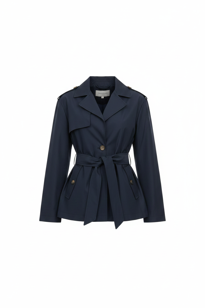 CafèNoir Trench C7JI0117 Navy - Ghost Mannequin v2