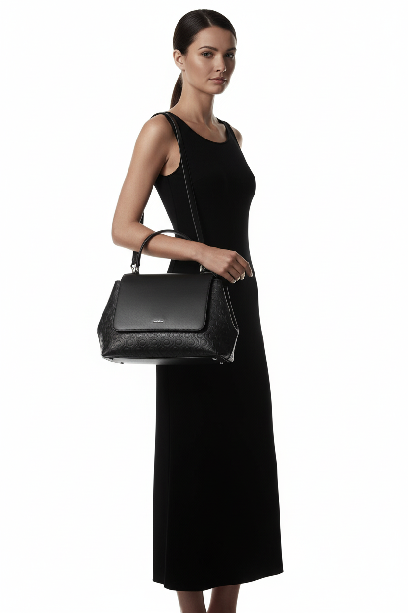 Calvin Klein bag with model on white background