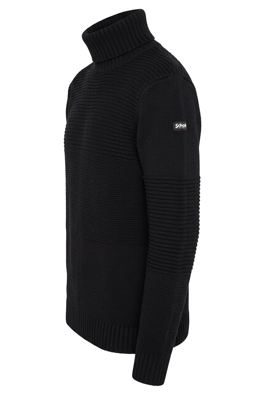 Dolcevita Schott nero, vista laterale ghost mannequin con etichetta sulla manica