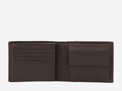 Calvin Klein Portafoglio Uomo Metal Ck Trifold con RFID, Marrone (Dark Brown Slg)
