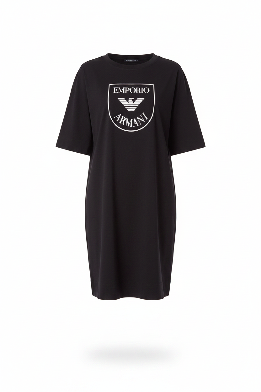 Emporio Armani Abito T-Shirt Donna Nero Logo Scudo - Ghost Mannequin