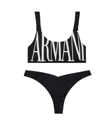 Emporio Armani Bikini Set Donna – Top & V-Brazilian Sustainable Bold Logo Lycra | Nero