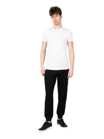 Emporio Armani Pantaloni di tessuto in spugna spazzolata 1116903-F573 Nero Regular Fit