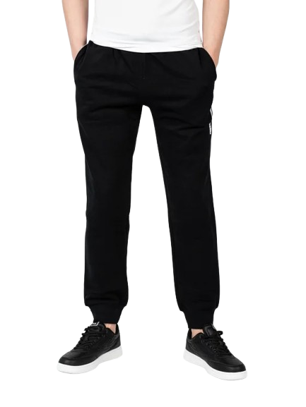 Emporio Armani Pantaloni di tessuto in spugna spazzolata 1116903-F573 Nero Regular Fit