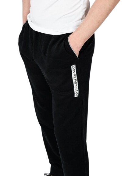 Emporio Armani Pantaloni di tessuto in spugna spazzolata 1116903-F573 Nero Regular Fit