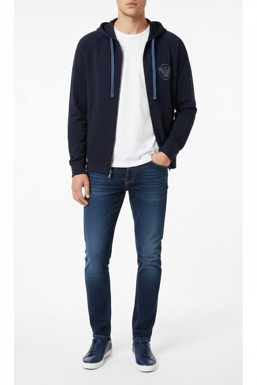 Emporio Armani Zipped Hoodie – Full Body Model