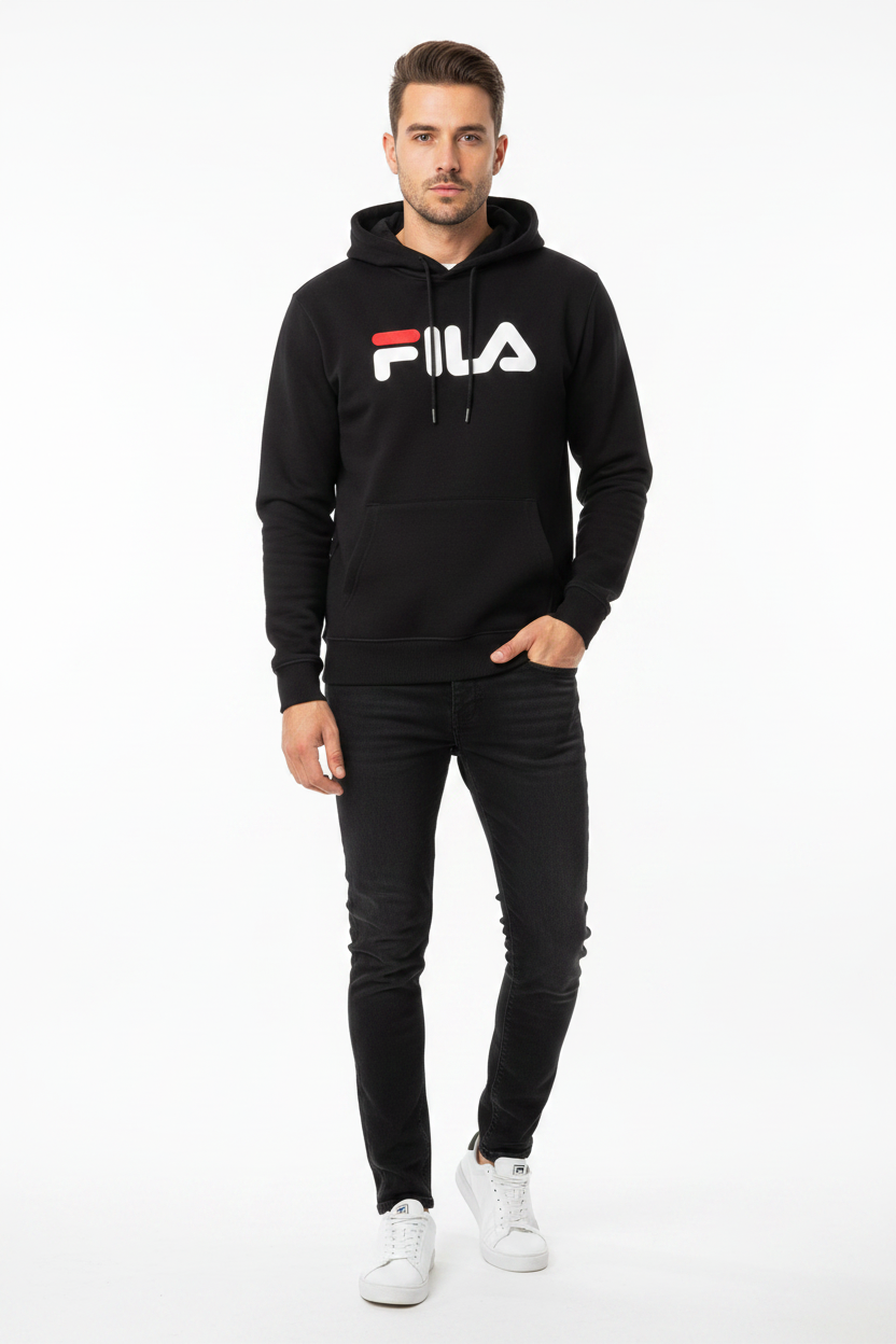 Fila Hoodie Nera Logo – Full Body Model