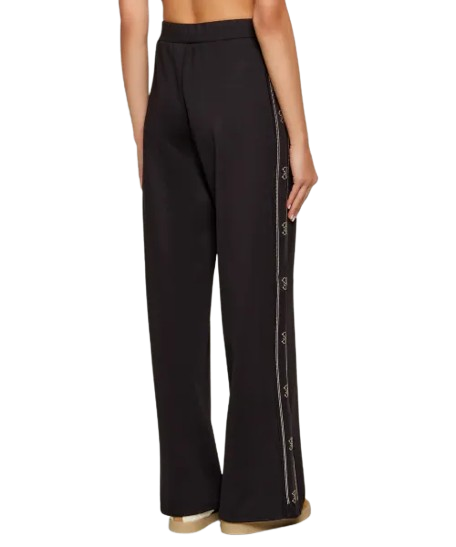 Guess Pantalone Tuta Octavia Wide Leg Da Donna Nero