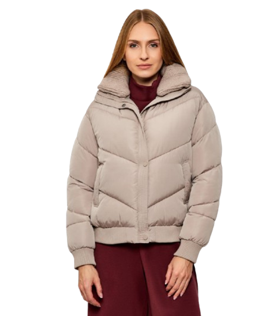 GUESS Giubotto donna Dora Detachable -Knit Collar Taupe