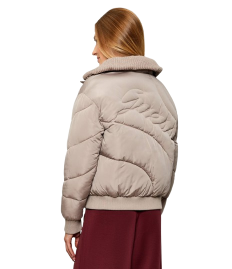 GUESS Giubotto donna Dora Detachable -Knit Collar Taupe