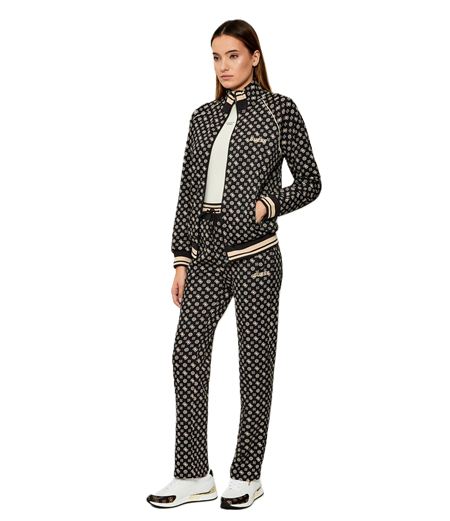 GUESS Felpa Full Zip Donna Aggie V5YQ03KB212 Logo 4G Nero Multi