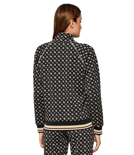 GUESS Felpa Full Zip Donna Aggie V5YQ03KB212 Logo 4G Nero Multi