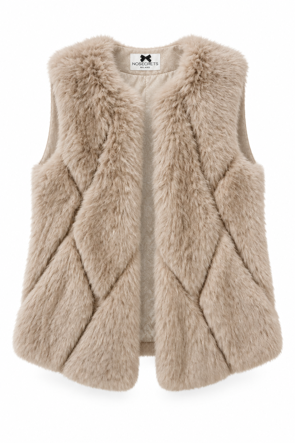 Gilet Nosecrets cappuccino ghost mannequin con fodera interna broccata