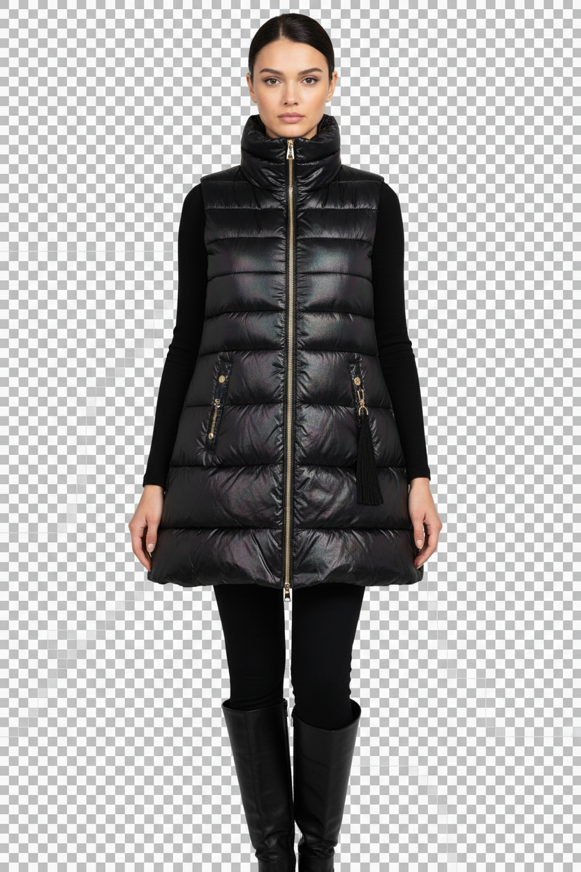 Gilet svasato Cafè Noir con modella