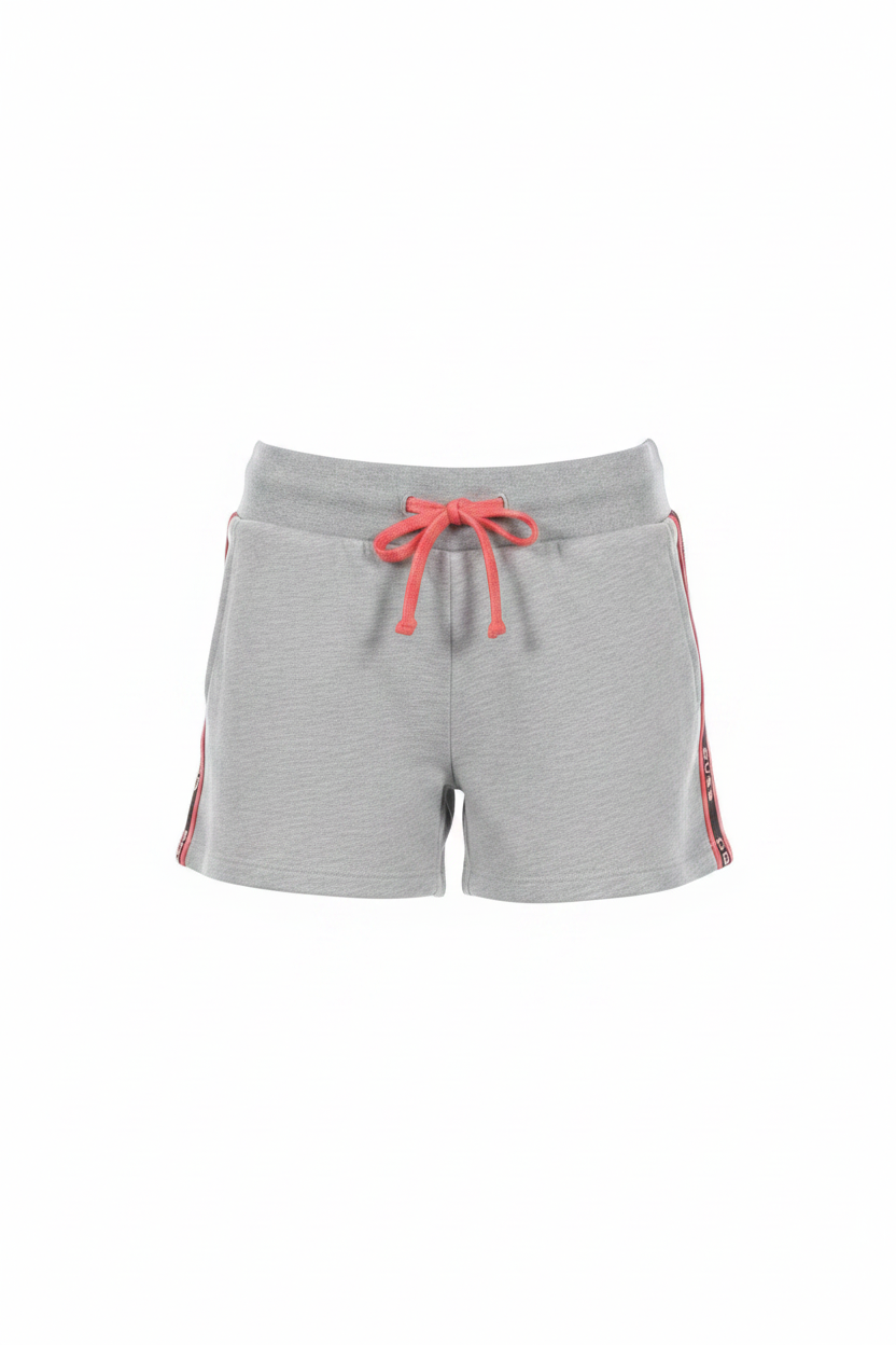 Guess Active Short Pant Donna Grigio Mélange Banda Logo - Flat Lay