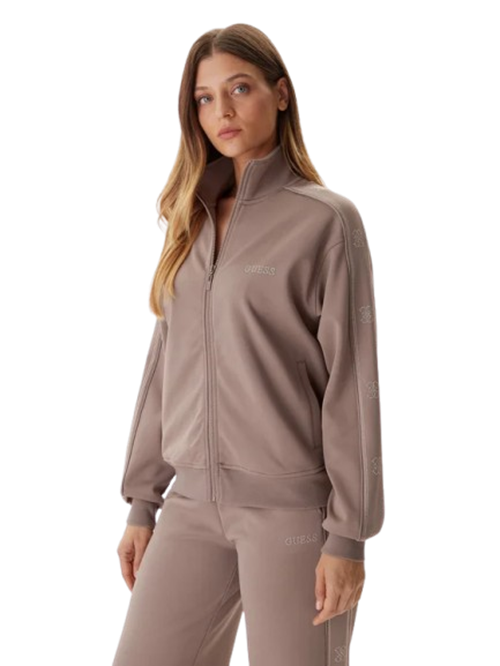 Felpa Guess Donna Tortora con Zip - Eco Octavia