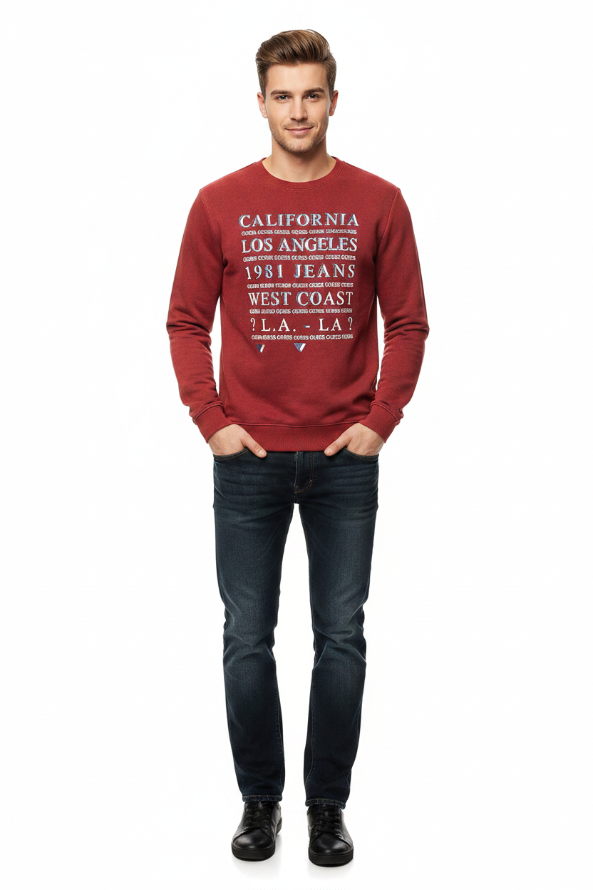 GUESS Girocollo Reversibile Uomo U74R00 - Lato Coral con Modello