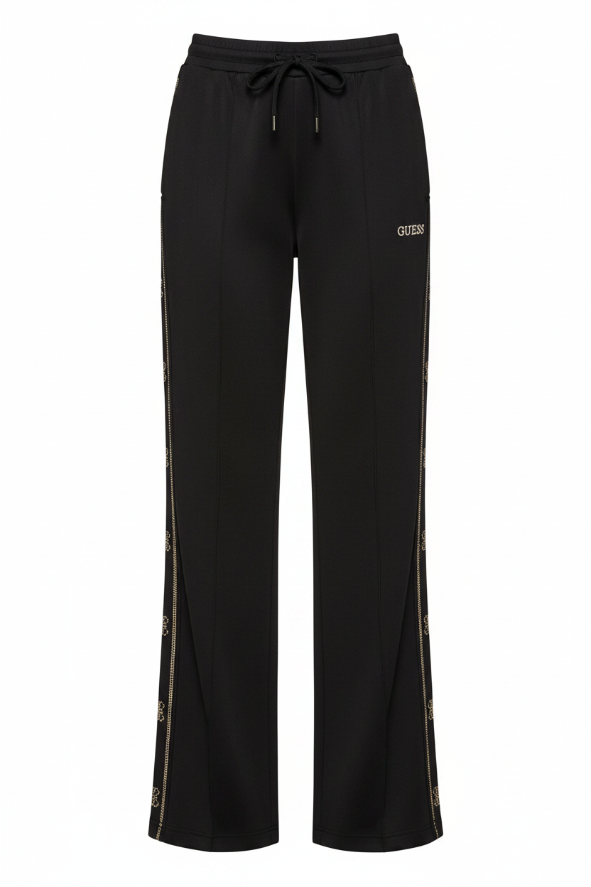 Guess Pantalone Tuta Octavia Wide Leg Nero - Ghost Mannequin