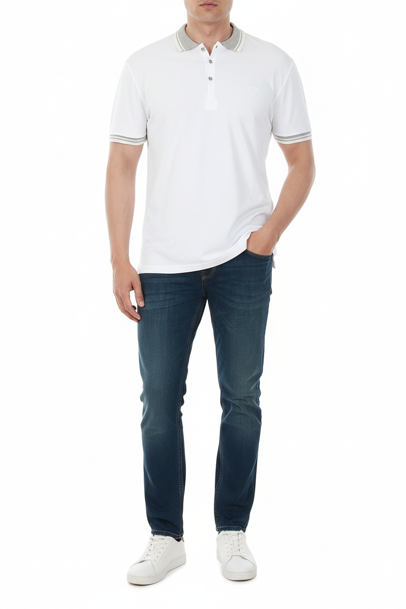 GUESS Polo Uomo U82I05JR02F Bianco - Vista Fronte
